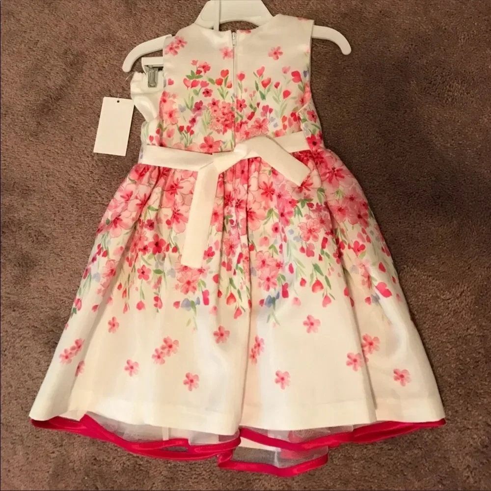 NEW Bonnie Jean Floral Party Dress with Bloomers White Pink Girls Size 2T NWT